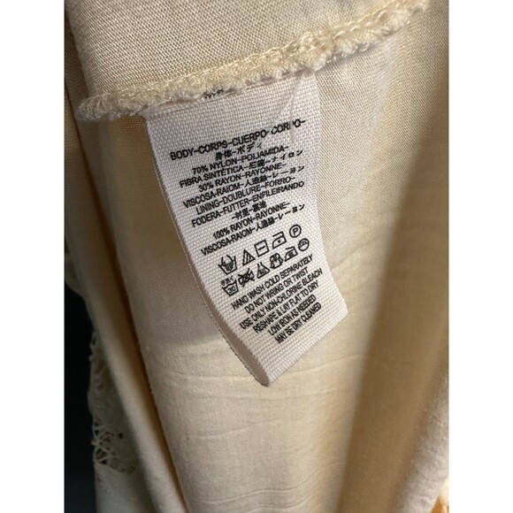 Free People Womens Size 10 Cream Mini Dress Lace Skater Boho Western Fit Flare - Picture 6 of 6